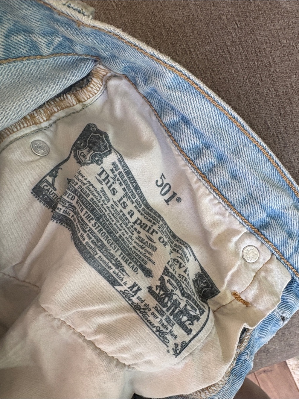 Levi's 501 Light Wash Distressed Denim Jean Cutoff Shorts - Picture 5 of 7